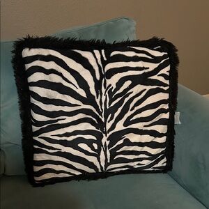 Zebra Striped Black and White Accent Pillow